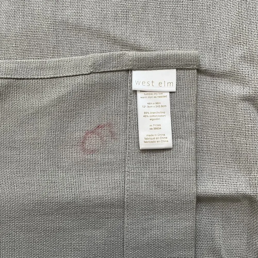 2 West Elm Gray Linen Blend Grommet Curtain Panels 48x96in